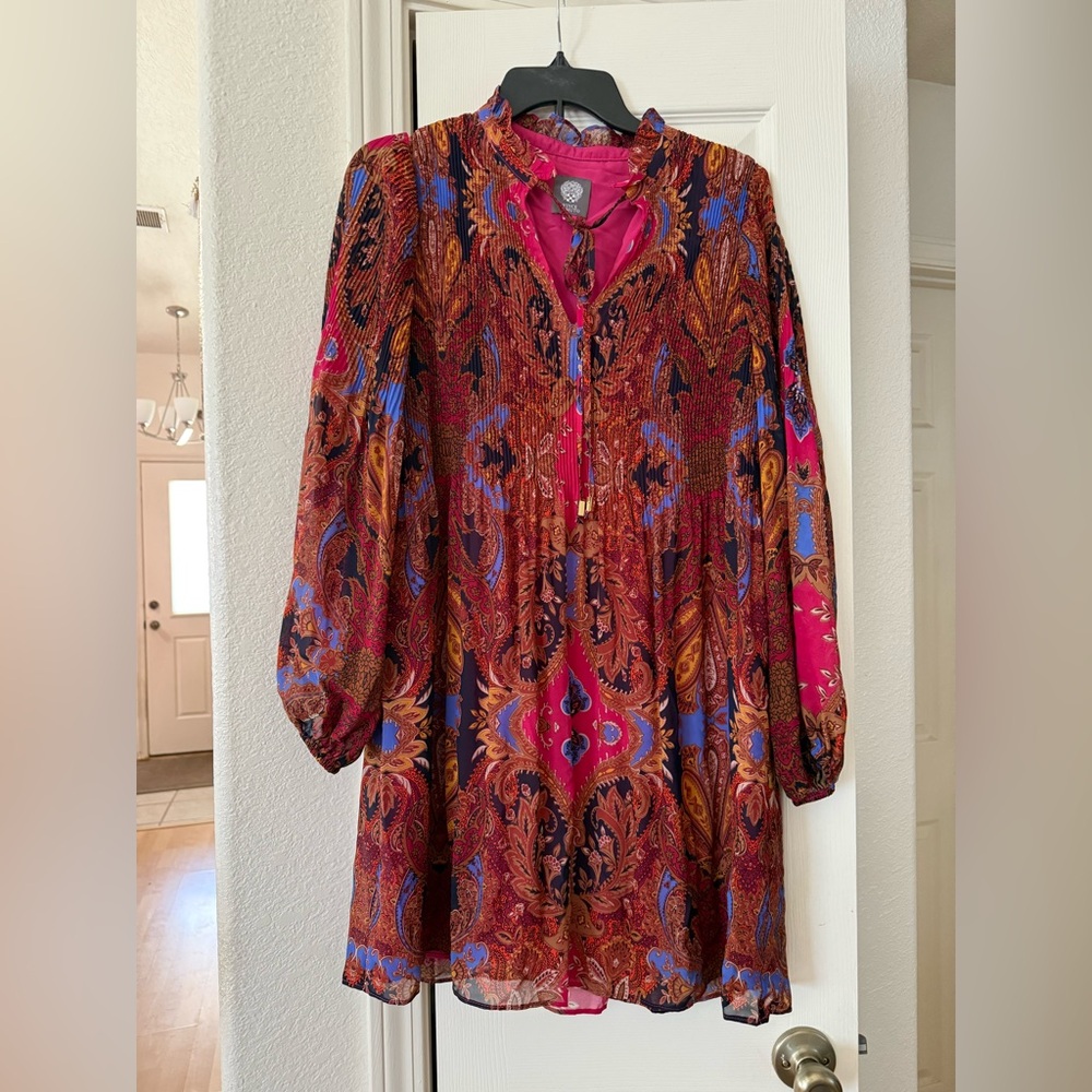Vince Camuto Multicolor Paisley Long Sleeve Dress